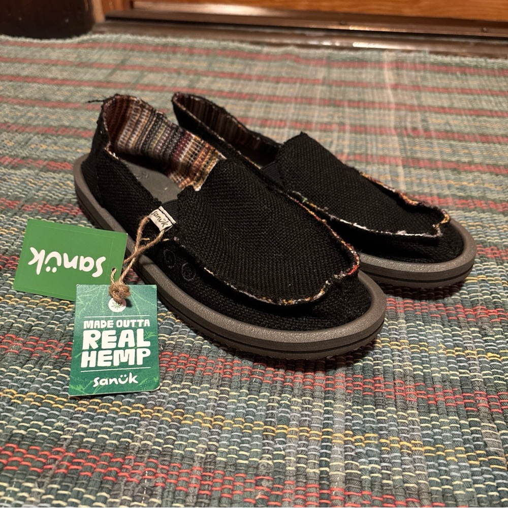Sanuk Black Hemp Casual Slip-On Shoes